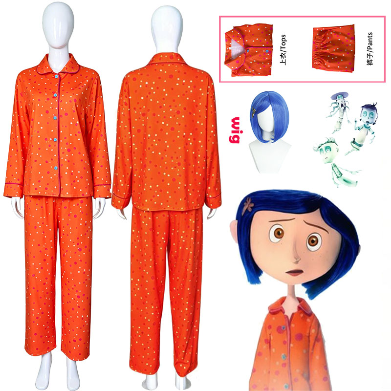 Prop De Cosplay - Movie Coraline Cosplay Pajamas Costume Orange